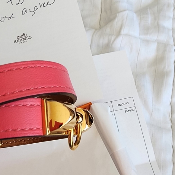 Hermès Rivale Double Tour Bracelet Swift Rose Azalee T2 - Picture 6 of 15